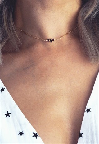 JANUARY GARNET BIRTHSTONE GOLD FILLED NECKLACE - ALUNA