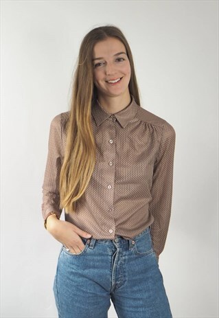 VINTAGE BROWN POLKA DOT SHIRT