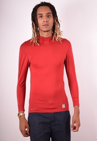 NIKE MENS VINTAGE TOP LONG SLEEVE LARGE RED 90S