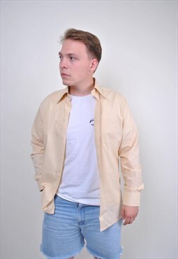 80s beige military long sleeve shirt, Size M