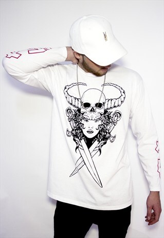 ART DISCO 'SLAY' LONG SLEEVE WHITE T-SHIRT
