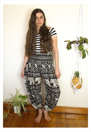 PLUS SIZE FESTIVAL BLACK ELEPHANT HIPPIE HAREMS TROUSERS