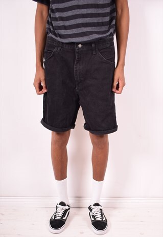 WRANGLER MENS VINTAGE DENIM SHORTS W36 BLACK 90S