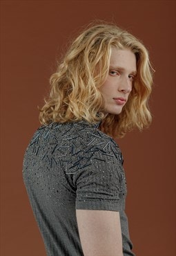 Basic Ribbed T-Shirt Embroidered