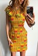 RUFFLED ORANGE PRINTED MINI AFRO DRESS 