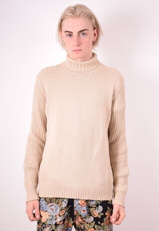 REPLAY MENS VINTAGE JUMPER SWEATER MEDIUM BEIGE 90S