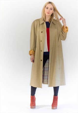 VINTAGE RODUM OVERSIZED FIT CHECKED TRENCH COAT