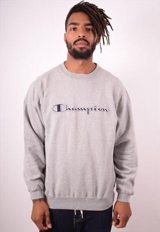 CHAMPION MENS VINTAGE SWEATSHIRT JUMPER MEDIUM GREY 90S