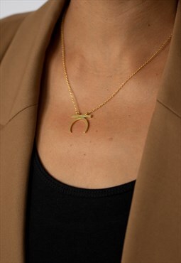 Female Empowerment Crescent Moon Necklace 925 Sterling 