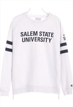 White Champion College Embroidered Sleeve Sweatshirt - Mediu