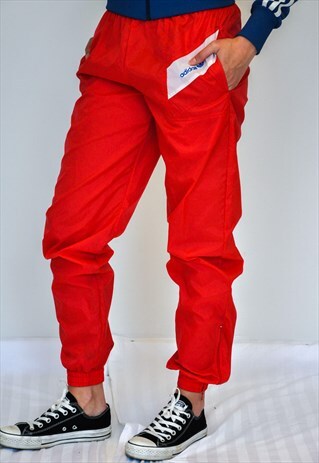 VINTAGE RETRO RED LOOSE FIT ADIDAS SPORTS TROUSERS