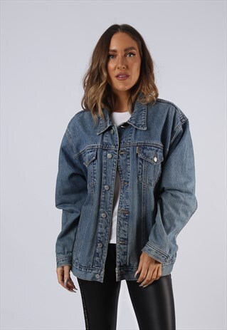 VINTAGE DENIM JACKET OVERSIZED FITTED UK 16 XL (C3P)