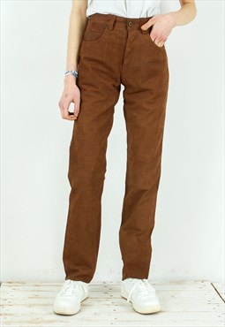 STOCKERPOINT Brown Leather Trousers Straight Pants Cowboy