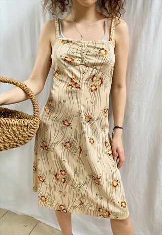 VINTAGE 70S ABSTRACT MOD PRINT FLORAL PARISIAN SUMMER DRESS