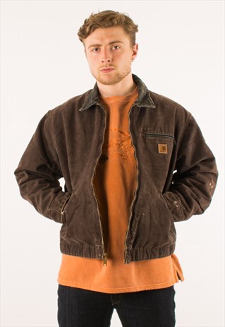 VINTAGE 90S BROWN CARHARTT DETROIT WORKWEAR JACKET