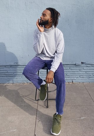 90S MINIMALIST SKATER SPORTWEAR GREY MOCK TURTLE NECK XL