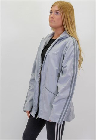 VINTAGE ADIDAS JACKET IN SILVER UK 16