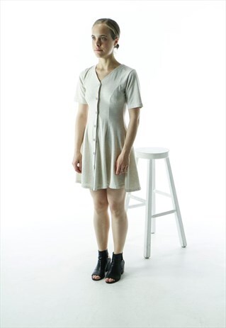 SHORT SLEEVE MIDI DRESS / RETRO SOFT SHIRT DRESS
