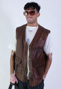 Timberland leather 90s gilet jacket