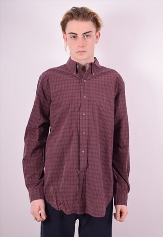 RALPH LAUREN MENS VINTAGE SHIRT LARGE PURPLE CHECK 90'S