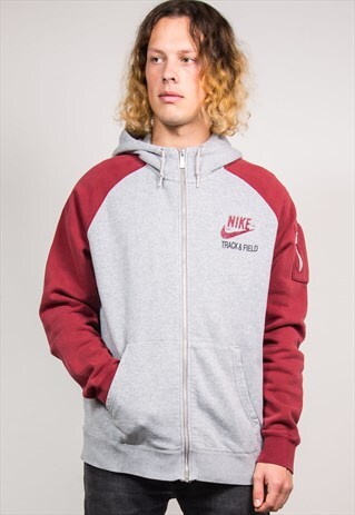 NIKE TRACK & FIELD VINTAGE 90'S GREY SWEATER ZIP UP HOODIE