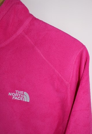 VINTAGE 90S THE NORTH FACE 1/4 ZIP LOGO FLEECE HOT PINK