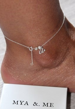 A Initial Anklet 925 Sterling Silver