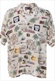 Vintage Palm Tree Print Hawaiian Shirt - M