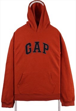 Vintage 90's Gap Hoodie Spellout Logo Fleece Pullover Orange
