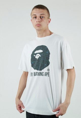 RARE 2004 A BATHING APE X KAWS BAPE HEAD WHITE TSHIRT