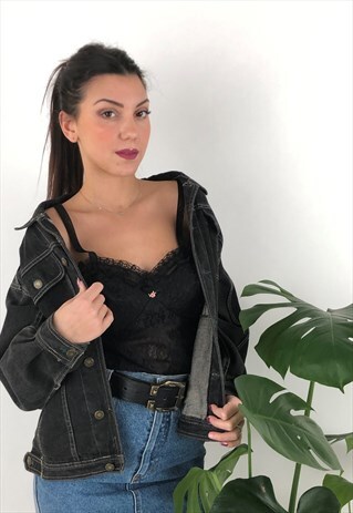 VINTAGE SLIP DRESS IN BLACK LACE