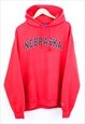 Vintage Champion Nebraska Hoodie Red Spell Out Print 