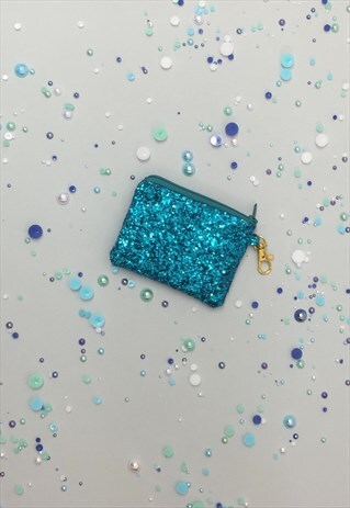 AQUA GLITTER COIN PURSE
