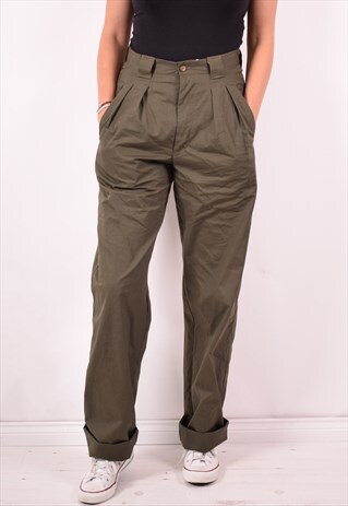ARMANI WOMENS VINTAGE TROUSERS W30 L37 KHAKI 90S 30