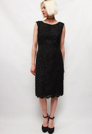 VINTAGE 80'S BEAUTIFUL ELEGANT CLASSIC BLACK DRESS