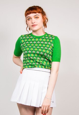 VINTAGE 90'S WHITE PLEATED MINI TENNIS SKIRT