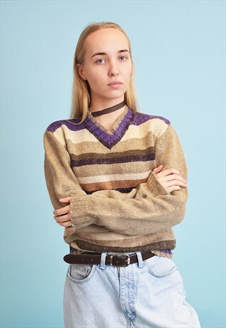 80'S RETRO MOD PATTERN KNITTED JUMPER TOP