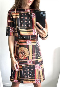 70s Floral Boho Dress - M