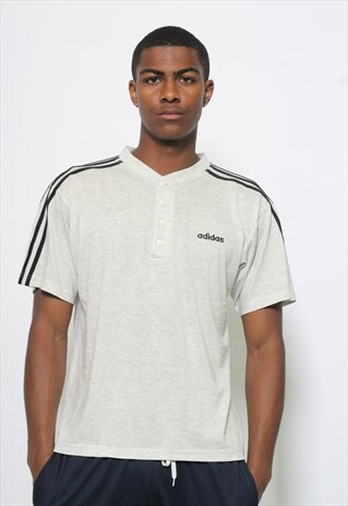 VINTAGE ADIDAS 1/4 BUTTON T-SHIRT