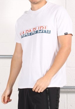 Vintage Napapijri T-Shirt in White Short Sleeve Tee XS