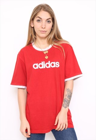 VINTAGE ADIDAS RED TOP T-SHIRT