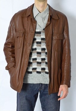 Vintage 70s Brown Leather Jacket