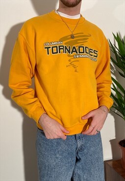vintage yellow american college sweatshirt