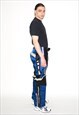 VINTAGE 00S WIDE RACING TROUSERS IN BLACK / BLUE