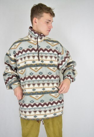 VINTAGE MULTICOLOUR GRAPHIC OVERSIZE FLEECE SWEATSHIRT