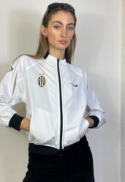 Vintage Y2k Nike Zipped Jumper Tracksuit Top White Sporty