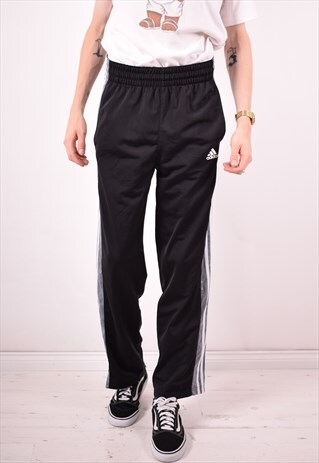 ADIDAS MENS VINTAGE TRACKSUIT TROUSERS MEDIUM BLACK 90S