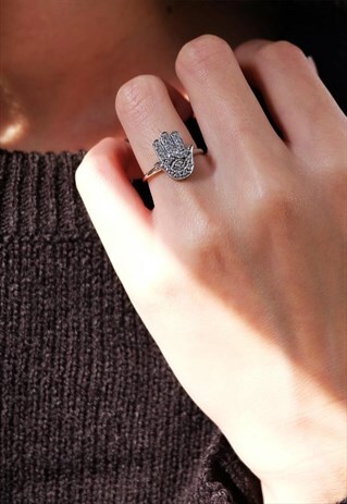 HAMSA HAND STERLING SILVER RING