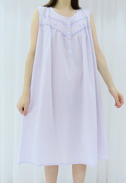 90s Vintage Lilac Floral Embroidered Dress (Size XL)