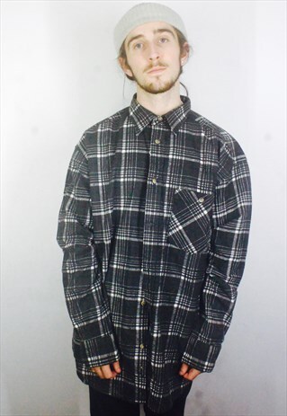VINTAGE BLACK CHECK FLANNEL SHIRT
